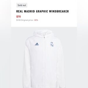 Adidas White Real Madrid Full-Zip Jacket